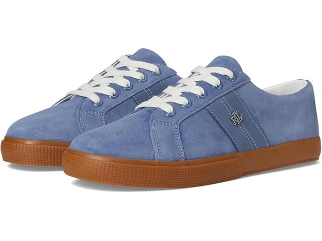 (取寄) ローレン ラルフローレン レディース ジャンソン リ スエード アンド ナッパ レザー スニーカー Lauren Ralph Lauren women Janson II Suede & Nappa Leather Sneakers Capri Blue