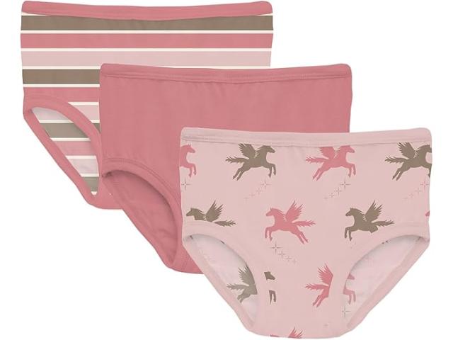 (取寄) キッキー パンツ キッズ ガールズ プリント ガールズ アンダーウェア セット オブ 3 (リトル キッド/ビッグ キッド) Kickee Pants Kids girls Print Girl's Underwear Set of 3 (Little Kid/Big Kid) Neopolitan Stripe/Desert Rose/Baby Rose Pegasus