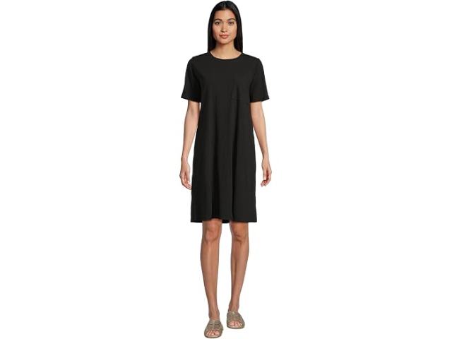 (取寄) アイリーン フィッシャー レディース オーガニック コットン スラビー ジャージ クルー ネック T-シャツ ドレス Eileen Fisher women Organic Cotton Slubby Jersey Crew Neck T-shirt Dress Black