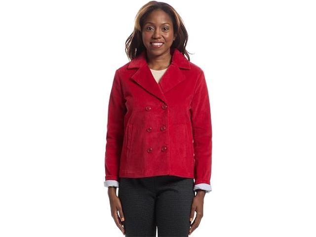 (取寄) エリオット ローレン レディース コーデュロイ - ダブル ブレステッド コーデュロイ ジャケット ウィズ スランテッド ウェルト ポケッツ Elliott Lauren women Corduroy - Double Breasted Corduroy Jacket With Slanted Welt Pockets Red
