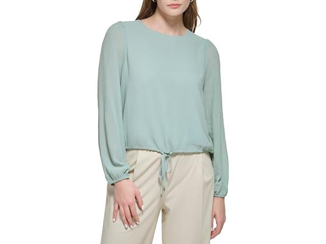 (取寄) カルバンクライン レディース ロング スリーブ ウィズ ドローストリング ヘム Calvin Klein women Calvin Klein Long Sleeve with Drawstring Hem Jadeiteの通販は