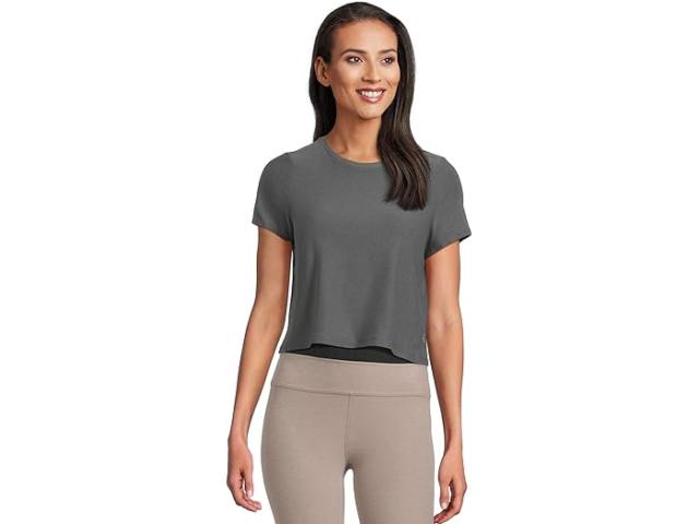 (取寄) ビヨンドヨガ レディース フェザーウェイト シュプリーム クロップド ティー Beyond Yoga women Featherweight Supreme Cropped Tee True Gray Heather