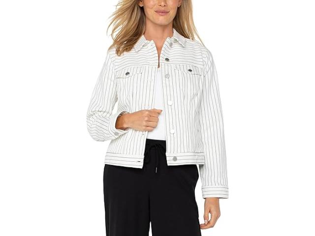 (取寄) リバプールロサンゼルス レディース クラシック ジーン ジャケット Liverpool Los Angeles women Classic Jean Jacket White/Black/Pinstripe