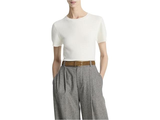 (取寄) ヴィンス レディース ウール アンド カシミア ブレンド ショート スリーブ セーター Vince women Wool & Cashmere Blend Short Sleeve Sweater Off White