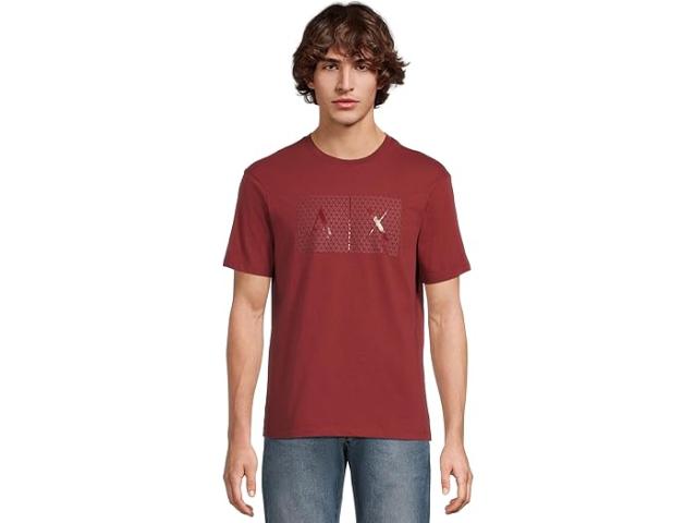 (取寄) アルマーニエクスチェンジ メンズ スリム フィット ボックス ロゴ T-シャツ Armani Exchange men Slim Fit Box Logo T-shirt Pomegranate