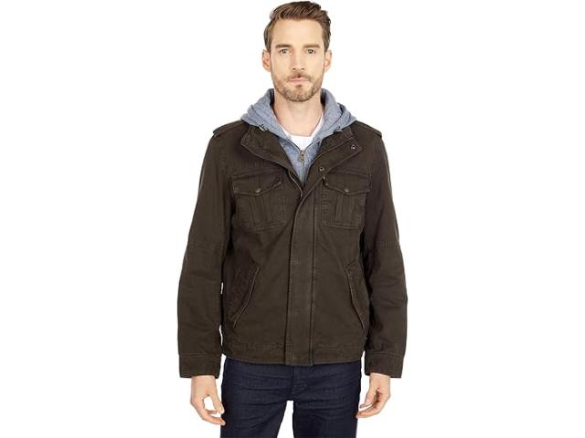 (取寄) リーバイス メンズ ツー-ポケット ブーディ ウィズ ジップ アウト ジャージ ビブ/フード アンド シェルパ ライニング Levi's men Two-Pocket Hoodie with Zip Out Jersey Bib/Hood and Sherpa Lining Dark Brown