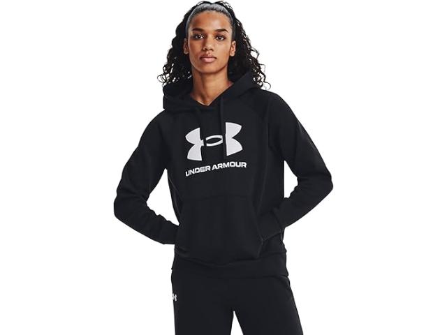 (取寄) アンダーアーマー レディース ライバル フリース ビッグ ロゴ ブーディ Under Armour women Rival Fleece Big Logo Hoodie Black/White