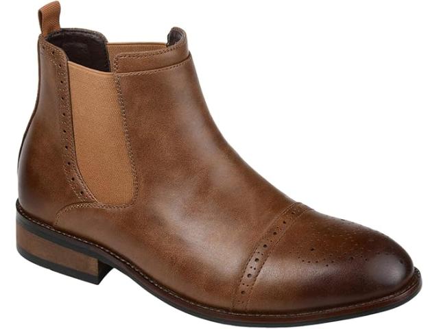 (取寄) バンス メンズ ギャレット キャップ トゥ チェルシー ブーツ Vance Co. men Garrett Cap Toe Chelsea Boot Tan Man-made