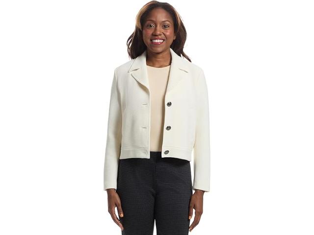 (取寄) エリオット ローレン レディース トップ ノッチ - ボタン クロージャー クロップ ジャケット ウィズ バック エラスティック ディテール Elliott Lauren women Top Knotch - Button Closure Crop Jacket With Back Elastic Detail Winter White