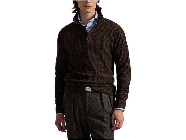 (取寄) ラルフローレン メンズ ロング スリーブ ハーフ ジップ Polo Ralph Lauren men Long Sleeve Half Zip Alpine Brown Heather Dogtooth