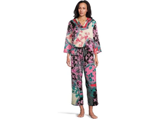 (取寄) N バイ ナトリ レディース ブロケード V-ネック パジャマ セット N by Natori women Brocade V-Neck Pajama Set Black Multi