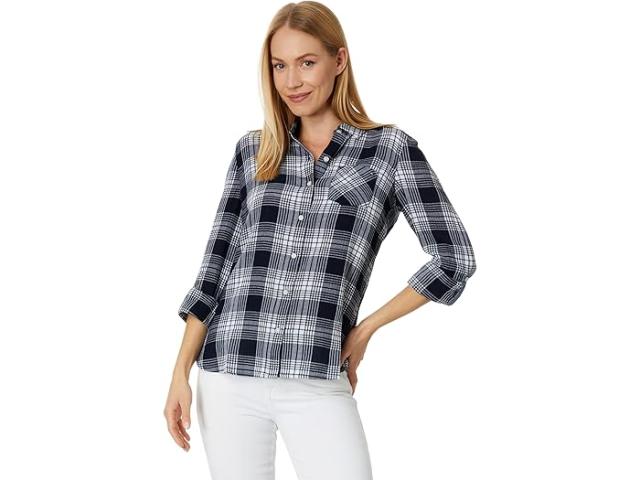 (取寄) トミーヒルフィガー レディース パティオ プレイド ロール タブ Tommy Hilfiger women Patio Plaid Roll Tab Sky Captain/Bright Whiteの通販は 12,782円