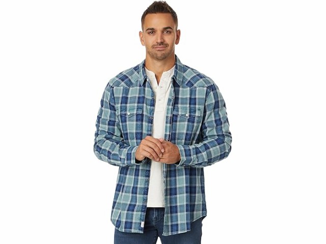 (取寄) ラッキーブランド メンズ プレイド インディゴ ウェスタン ロング スリーブ シャツ Lucky Brand men Plaid Indigo Western Long Sleeve Shirt Blue Multiの通販は