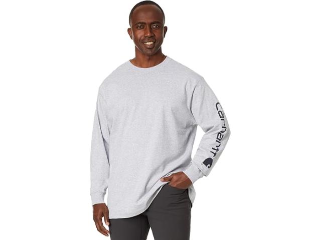 (取寄) カーハート メンズ シグニチャー スリーブ ロゴ L/S ティー Carhartt men Signature Sleeve Logo L/S Tee Heather Gray