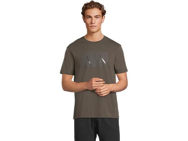 (取寄) アルマーニエクスチェンジ メンズ スリム フィット ボックス ロゴ T-シャツ Armani Exchange men Slim Fit Box Logo T-shirt Sage