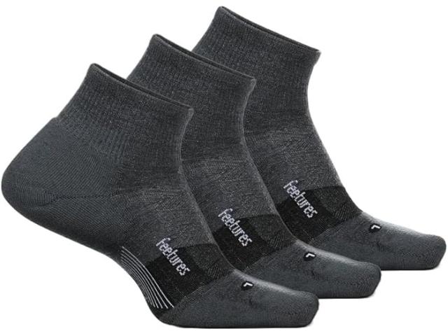 (取寄) フィーチャーズ メリノ 10 ウルトラ ライト クオーター 3-ペア パック Feetures Merino 10 Ultra Light Quarter 3-Pair Pack Gray 1