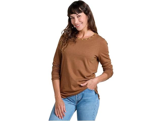 (取寄) トードアンドコー レディース プリモ ロング スリーブ クルー エンブロイダー Toad&Co women Primo Long Sleeve Crew Embroidered Brown Sugar Embroidery