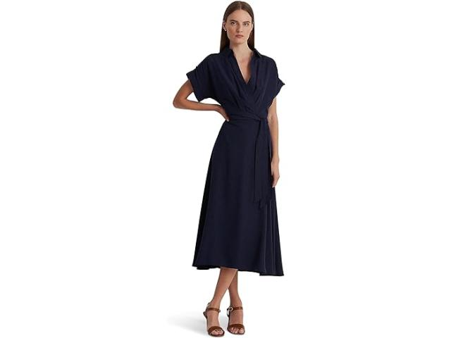 (取寄) ローレン ラルフローレン レディース ベルテッド クレープ ドレス LAUREN Ralph Lauren women LAUREN Ralph Lauren Belted Crepe Dress Lighthouse Navyの通販はその他ワンピース