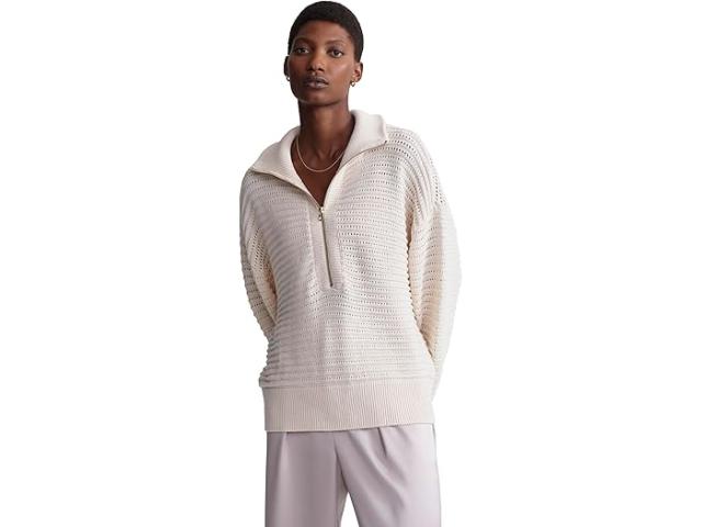 (取寄) バーリー レディース タラ ポインテール 1/2 ジップ Varley women Tara Pointelle 1/2 Zip Whitecap/Grey