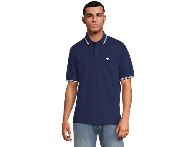 (取寄) アルマーニエクスチェンジ メンズ エッセンシャル ロゴ ポロ Armani Exchange men Essential Logo Polo Beacon Blue