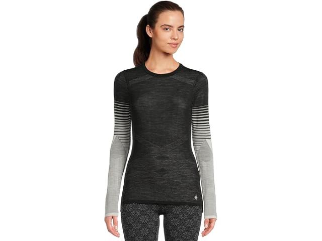 (取寄) スマートウール レディース イントラニット メリノ 200 クルー Smartwool women Intraknit Merino 200 Crew Black-White Stripe