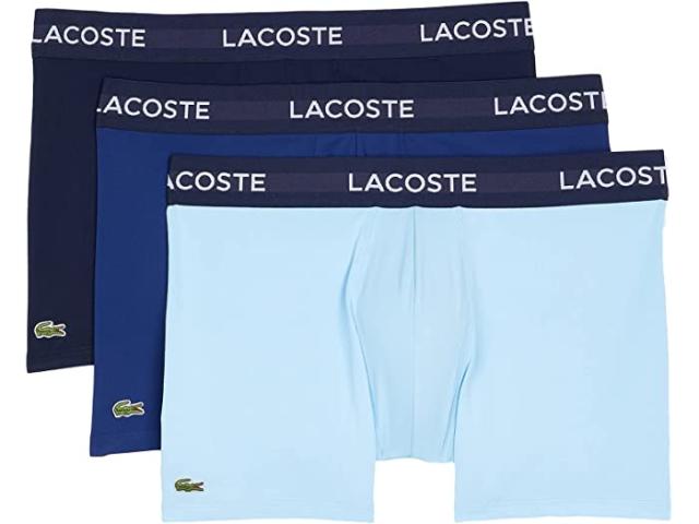 (取寄) ラコステ メンズ 3-パック ソリッド ウィズ セミ ファンシー ベルト アンダーウェア トランクス Lacoste men  3-Pack Solid with Semi Fancy Belt Underwear Trunks Navy Blue/Methylene/Tropical