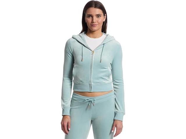 (取寄) ジューシークチュール レディース ソリッド クラシック ジューシー ブーディ ウィズ バック ブリング Juicy Couture women Solid Classic Juicy Hoodie With Back Bling Pastel Turquoise