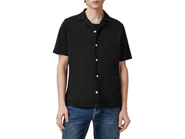 (取寄) オールセインツ メンズ ハドソン ショート スリーブ シャツ AllSaints men Hudson Short Sleeve Shirt Black 1