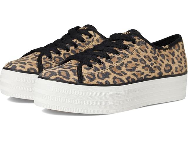 (取寄) ケッズ レディース トリプル アップ レザー Keds women Triple Up Leather Tan/Black Leopard Suede