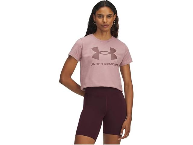 (取寄) アンダーアーマー レディース ライバル ロゴ ショート スリーブ T シャツ Under Armour women Rival Logo Short Sleeve T Shirt Tourmaline Pink/Maroon Mist