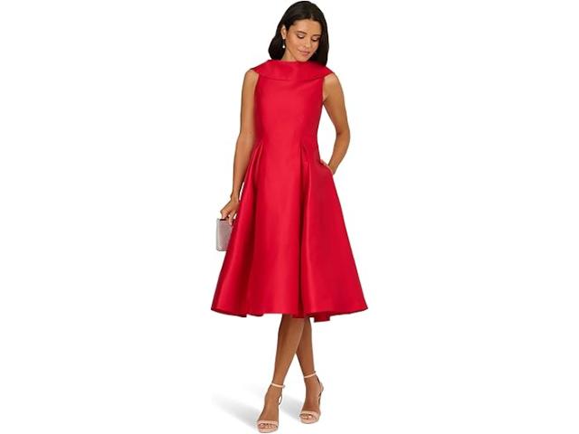 (取寄) アドリアナ パぺル レディース ロール ネック ミカド ドレス Adrianna Papell women Roll Neck Mikado Dress Red