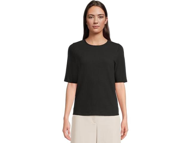 (取寄) アイリーン フィッシャー レディース クルー ネック エルボー スリーブ トップ Eileen Fisher women Crew Neck Elbow Sleeve Top Black