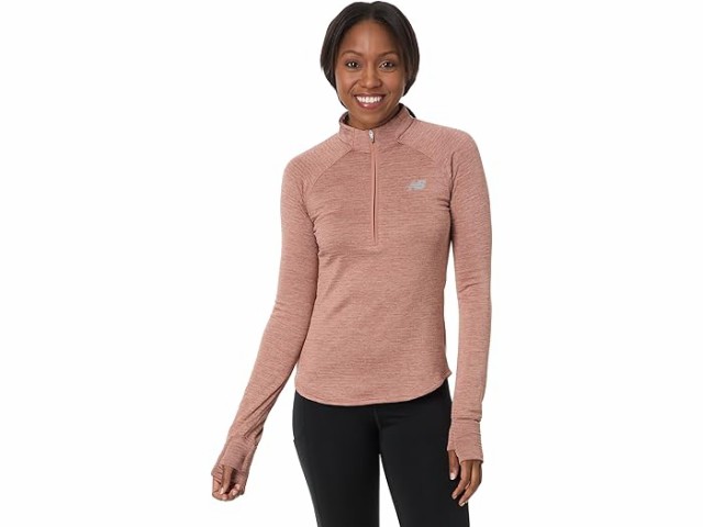 (取寄) ニューバランス レディース アスレチックス ヒート グリッド ハーフ ジップ New Balance women New Balance Athletics Heat Grid Half Zip Sparrow Heather