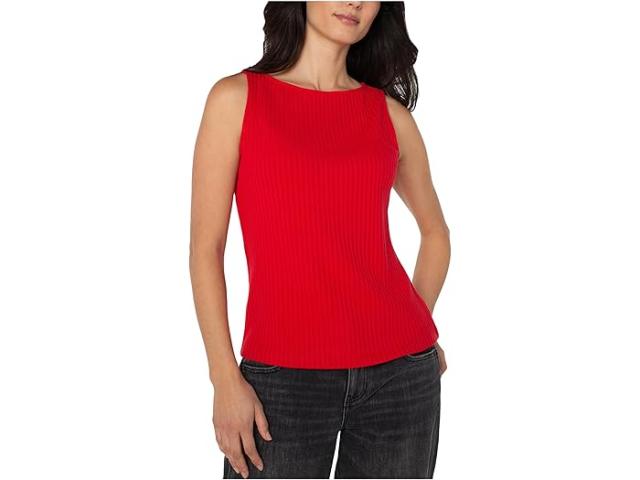(取寄) リバプールロサンゼルス レディース スリーブレス ボート ネック リブ ニット トップ Liverpool Los Angeles women Sleeveless Boat Neck Rib Knit Top Tango Red
