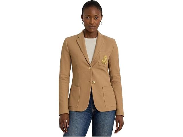 (取寄) ローレン ラルフローレン レディース ピティート ブリオン ジャカード ブレーザー Lauren Ralph Lauren women Petite Bullion Jacquard Blazer Classic Camel