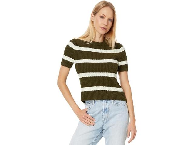 (取寄) メイドウェル レディース ストライプ アマンダ コットン ブークル ティー Madewell women Stripe Amanda Cotton Boucle Tee Expedition Greenの通販は
