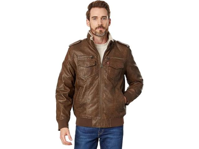 (取寄) リーバイス メンズ ツー-ポケット ミリタリー ボンバー ウィズ シェルパ ライニング Levi's men Levi's Two-Pocket Military Bomber with Sherpa Lining Light Brownの通販は