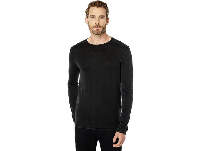 (取寄) ジョン バルベイトス メンズ ロング スリーブ クルー ネック イン アシッド ウォッシュ Y1833U4B John Varvatos men John Varvatos Long Sleeve Crew Neck in Acid Wash Y1833U4B Black