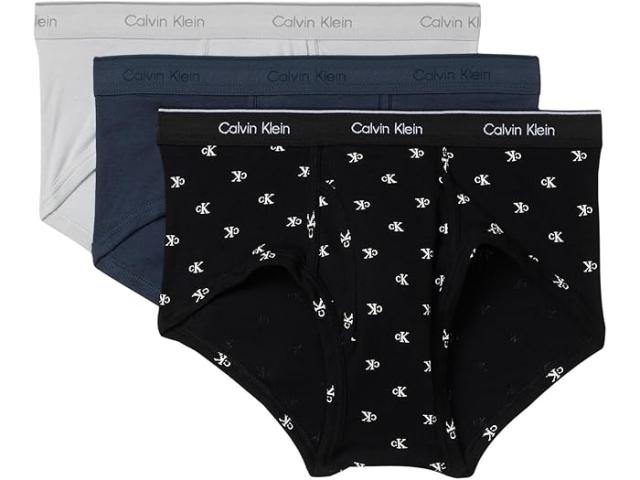 (取寄) カルバンクライン アンダーウェア メンズ コットン クラシックス 3-パック ブリーフ   Underwear men Cotton Classics 3-Pack Brief Micro Chip/Diamond Logo/Black/Ink