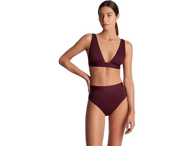 (取寄) ローレン ラルフローレン レディース ビーチ クラブ ソリッド バンデット モダン V-ネック トップ Lauren Ralph Lauren women Beach Club Solid Banded Modern V-Neck Top Claret