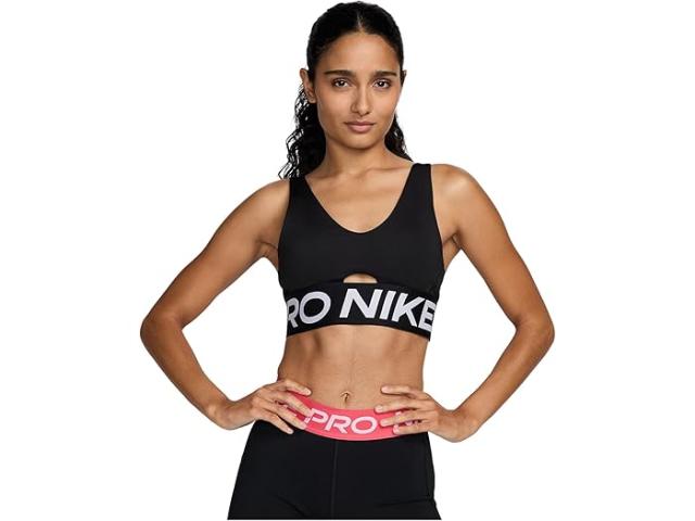 (取寄) ナイキ レディース プロ インディ バンジ ミディアム サポート ブラ Nike women Pro Indy Plunge Medium Support Bra Black/White/White