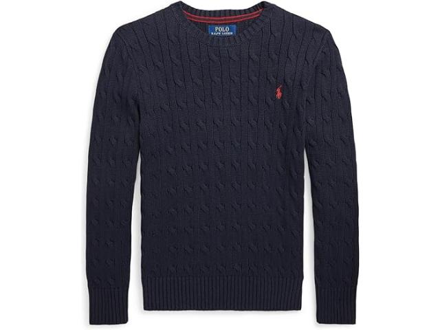 (取寄) ラルフローレン キッズ ボーイズ ケーブルニット コットン セーター (ビッグ キッズ) Polo Ralph Lauren Kids boys Cable-Knit Cotton Sweater (Big Kids) Rl Navy/C3807