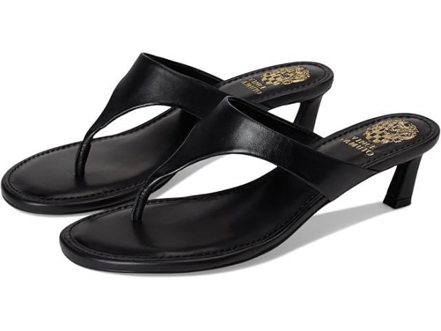 (取寄) ヴィンスカムート レディース リナ トング キトン ヒール サンダル Vince Camuto women Lina Thong Kitten Heel Sandals Black