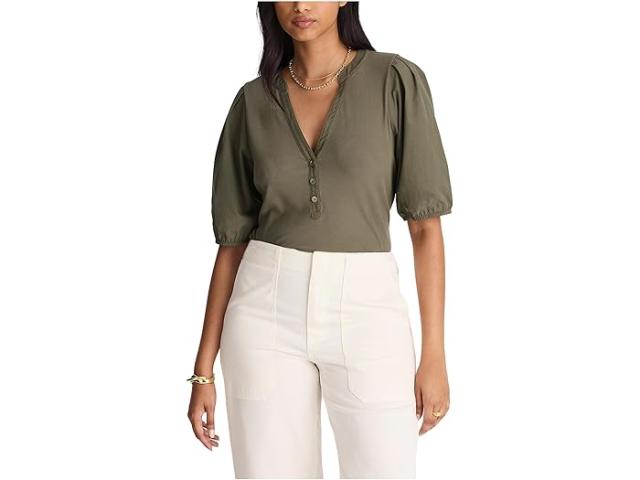 (取寄) メイドウェル レディース ミクシー V ネック パフ ティー Madewell women Mixy V Neck Puff Tee Faded Olive