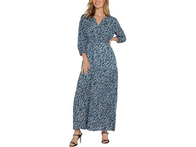 (取寄) リバプールロサンゼルス レディース 3/4 スリーブ ティアード ウーブン マキシ ドレス Liverpool Los Angeles women Liverpool Los Angeles 3/4 Sleeve Tiered Woven Maxi Dress Blue Topaz Animalの通販は 22,918円