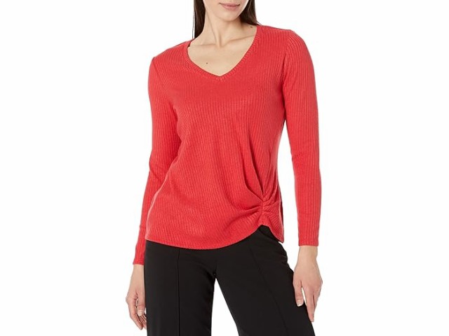 (取寄) ニックゾー レディース コージー リブ ツイスト トップ NIC+ZOE women NIC+ZOE Cozy Rib Twist Top Pop Redの通販は