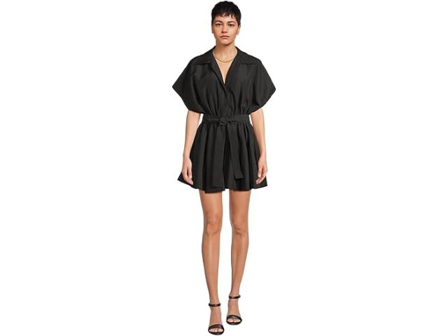 (取寄) ノーマ カマリ レディース スーパー オーバーサイズ スリーブレス ボーイフレンズ ネック シャツ フレアード ミニ ドレス Norma Kamali women Super Oversized Sleeveless Boyfriend Neck Shirt Flared Mini Dress Black