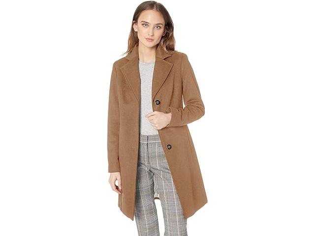 (取寄) カルバンクライン レディース ウィメンズ クラシック カシミア ウール ブレンド コート   women   Womens Classic Cashmere Wool Blend Coat Camel