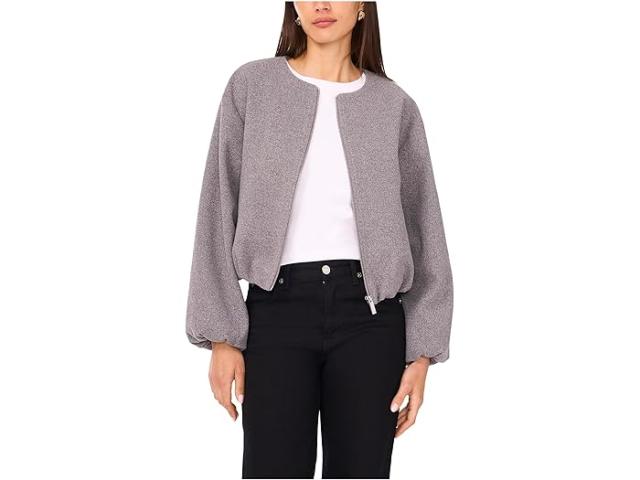 (取寄) ヴィンスカムート レディース クロップド ロング スリーブ バブル ジャケット Vince Camuto women Cropped Long Sleeve Bubble Jacket Medium Heather/Grey