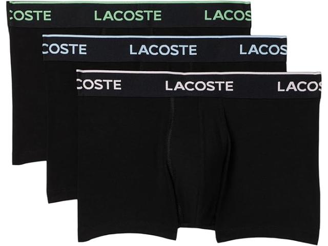 (取寄) ラコステ メンズ 3-パック クロコダイル ロゴ トランクス Lacoste men 3-pack Crocodile Logo Trunks Black W/Pink/Blue/Green